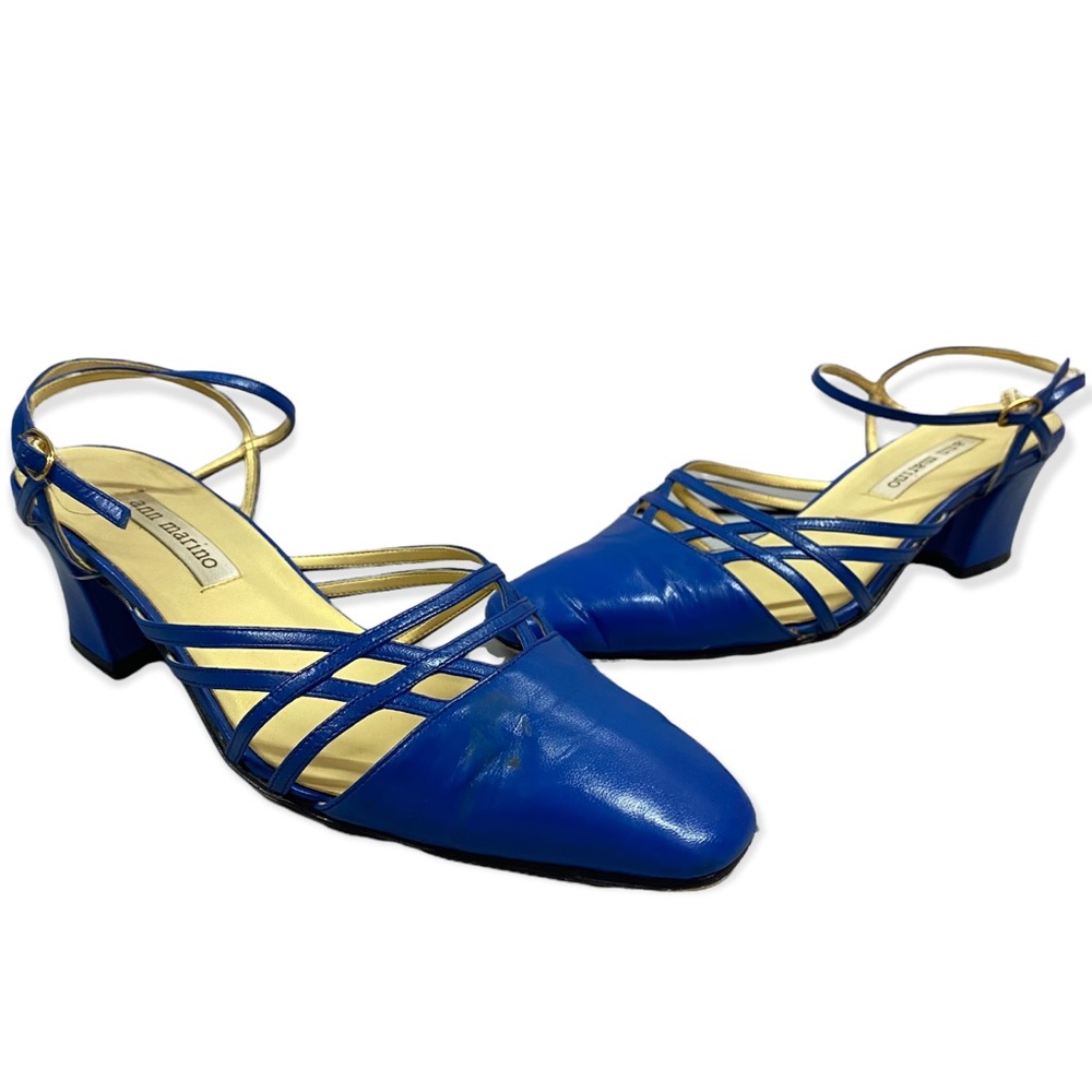Ann Marino - Leather - Cobalt Blue - Closed Toe Low Heels - Size 7.5